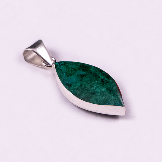 Large Marquise Reversible Pendant (Chrysocolla / Sodalite)