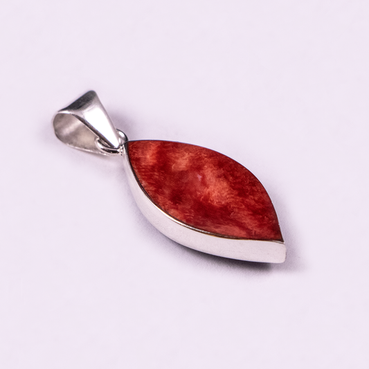 Large Marquise Reversible Pendant (Spiny Oyster / Sodalite)