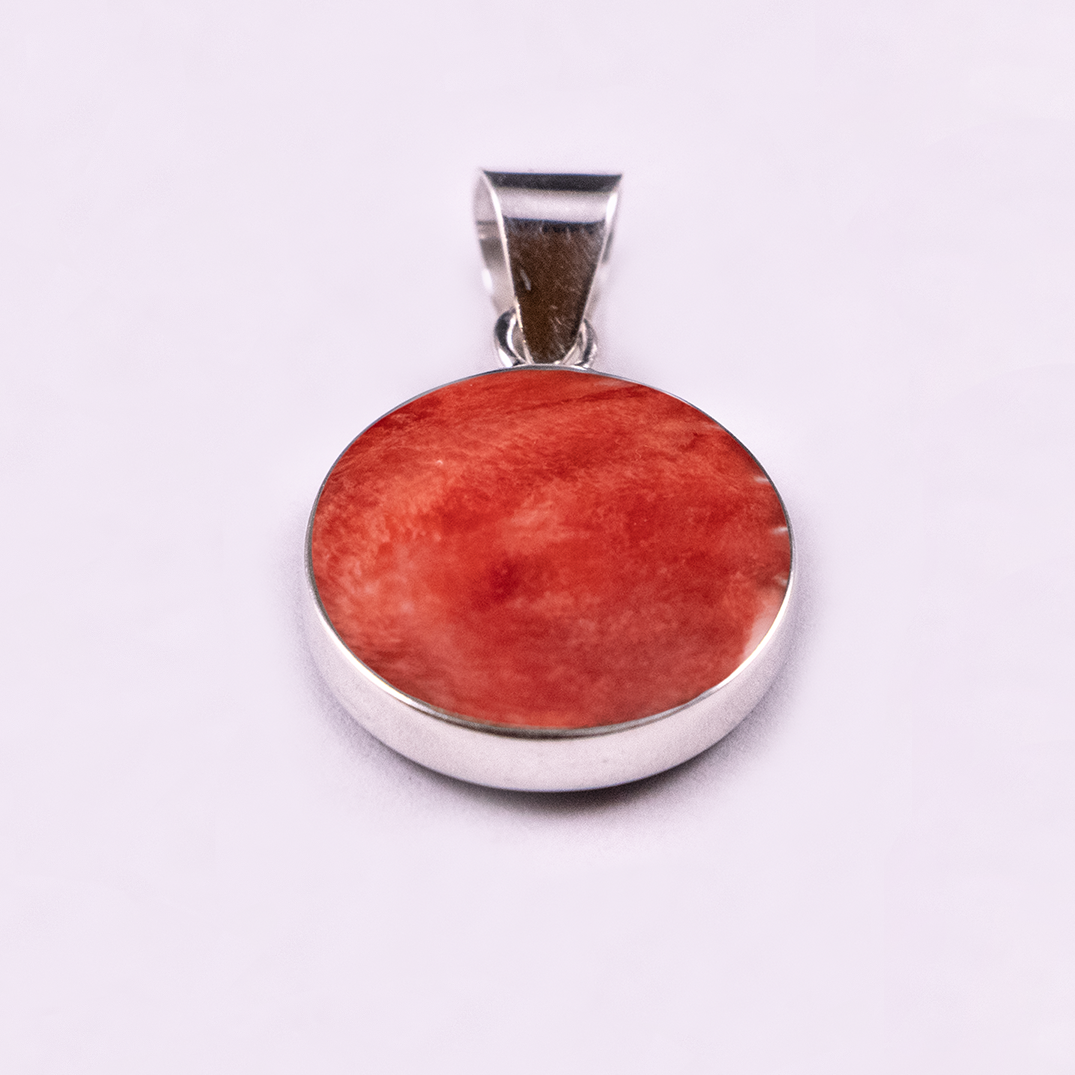 Large Round Reversible Pendant (Spiny Oyster / Sodalite)