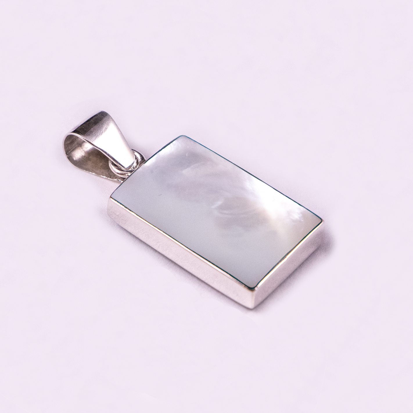 Large Rectangular Reversible Pendant (Mother of Pearl / Sodalite)