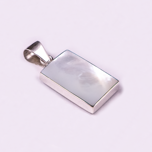 Large Rectangular Reversible Pendant (Mother of Pearl / Sodalite)