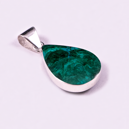 Large Tear Drop Reversible Pendant (Chrysocolla / Sodalite)