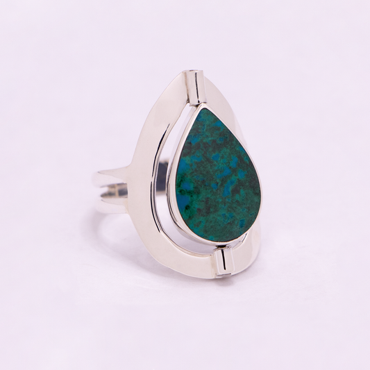 Large Tear Drop Reversible Ring (Chrysocolla / Sodalite)