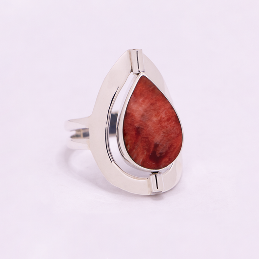 Large Tear Drop Reversible Ring (Spiny Oyster / Sodalite)